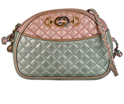 Trapuntata Crossbody, Leather, Blue/Pink, 525040, DB, 2*